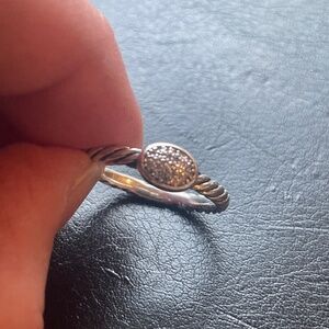 David Yurman cable oval diamond ring in sterling silver size 8.5